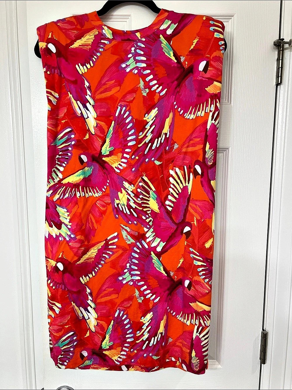 Farm Rio Red Macaw Shine Mini Dress Red & Pink XS